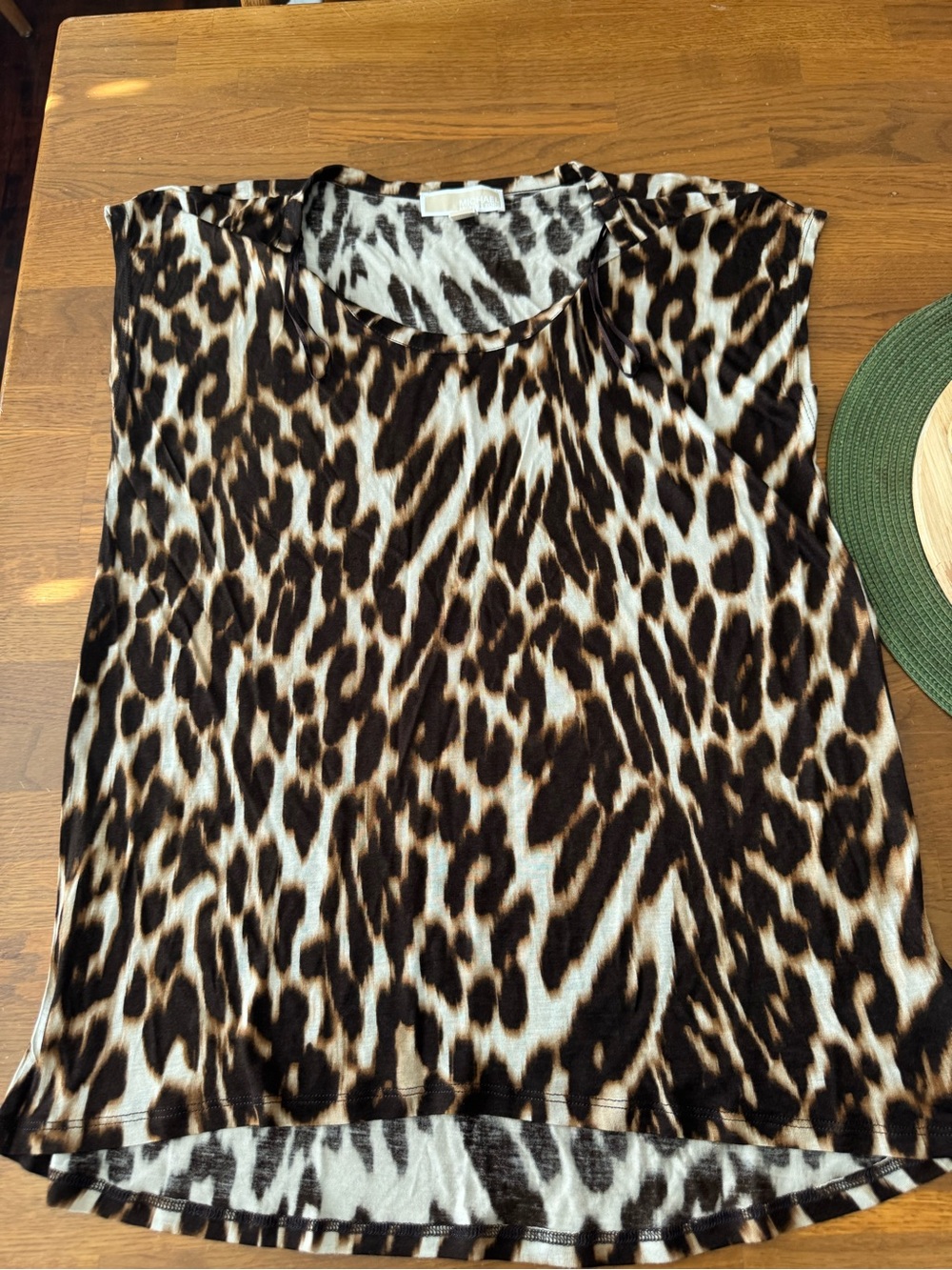 Michael Kors Animal Print Cap-Sleeve Blouse in Brown, Black, Cream